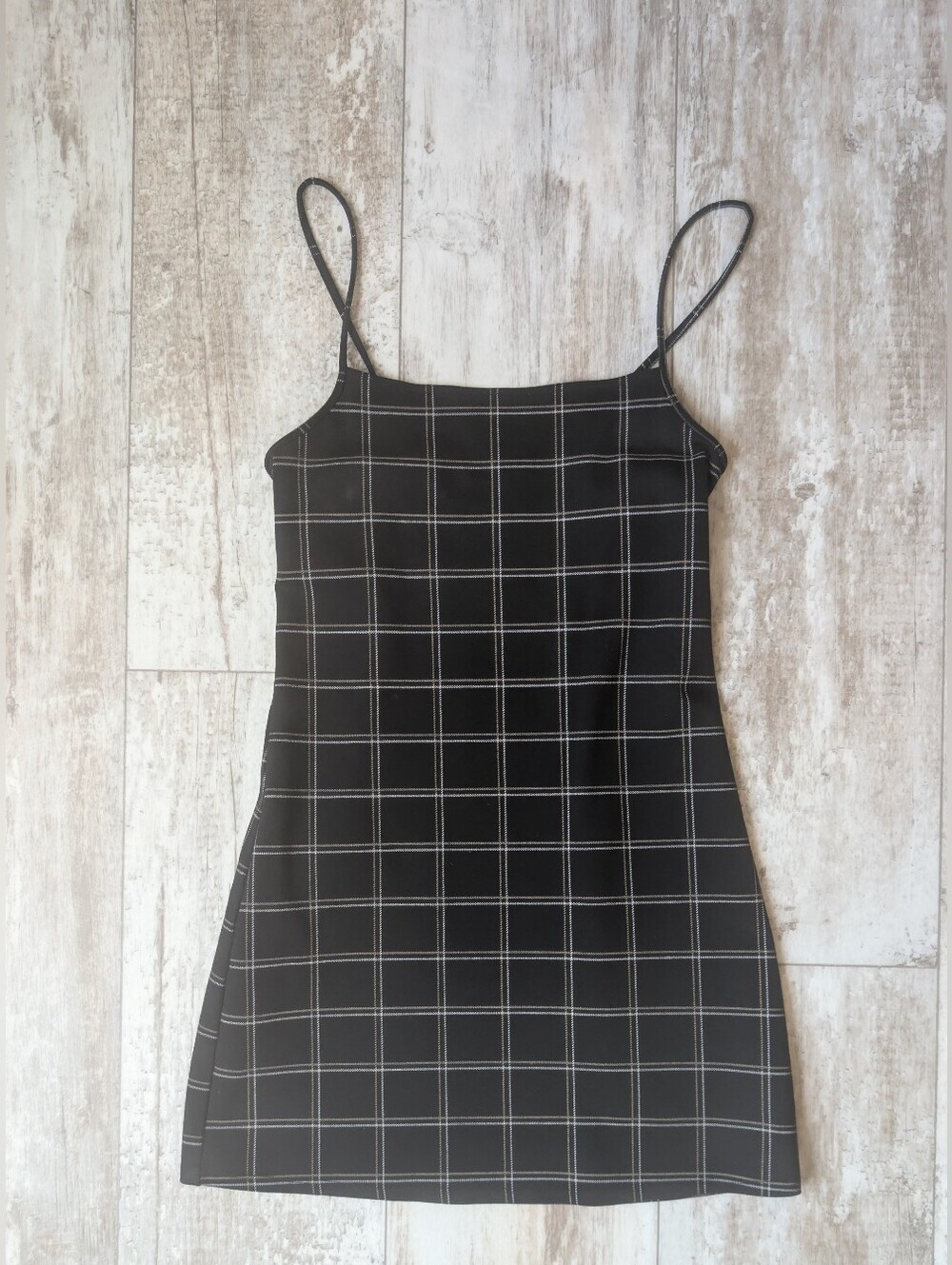 Forever 21 Black Windowpane Slip Dress with Thin Straps